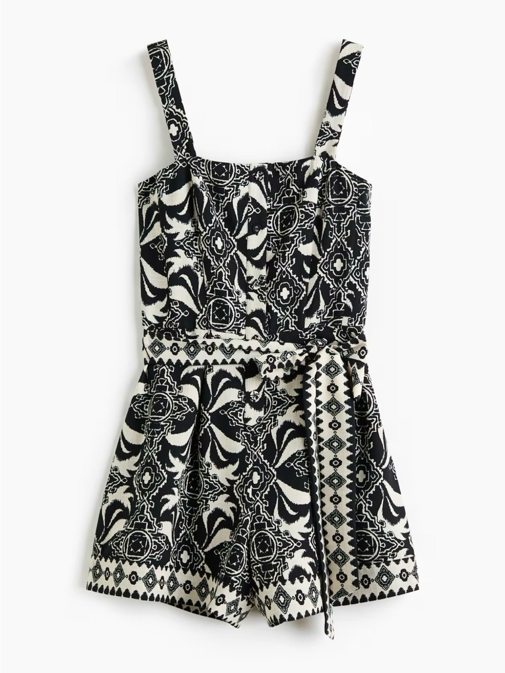 H&M Black and White Printed Sleeveless Romper